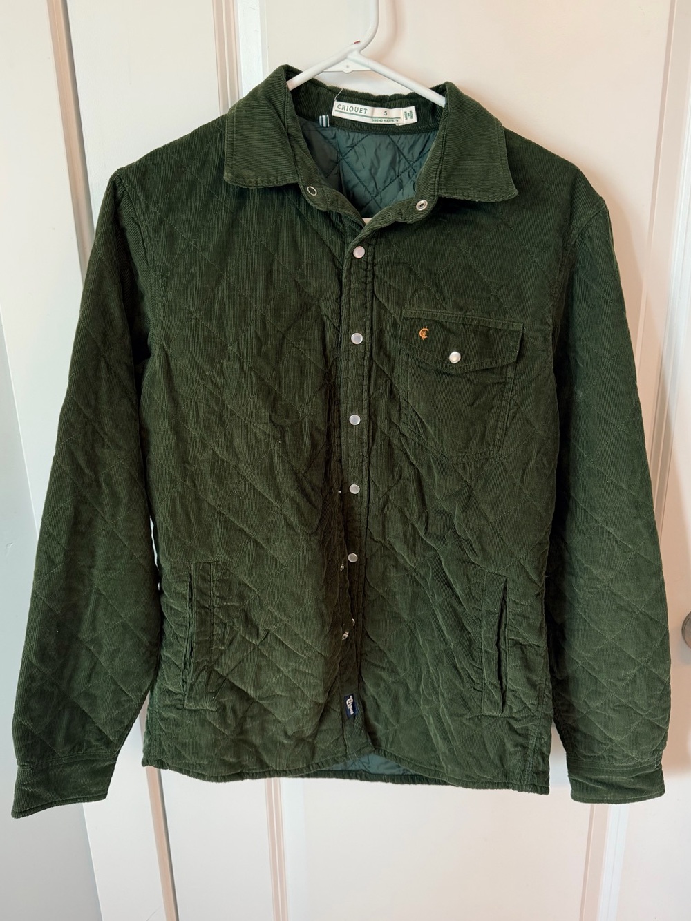 this Criquet Men's Corduroy Quilted Shacket Dark Green